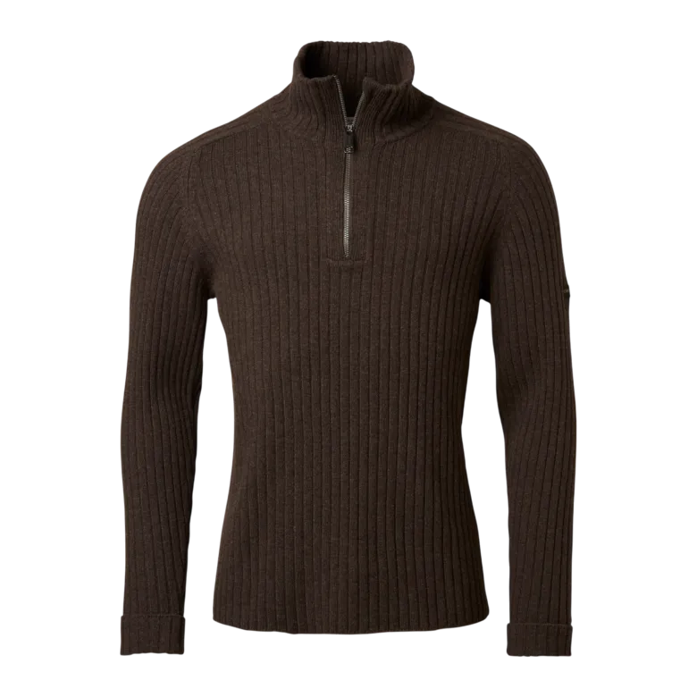 Antony Half Zip Wool Pullover Men | Antler Brown