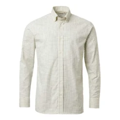 Baron Shooting Fit Stretch Shirt Men | Highland Green Tattersall
