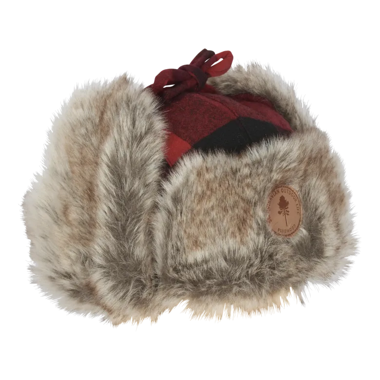 Classic Checked Fur Hat | Unisex | Red/Black