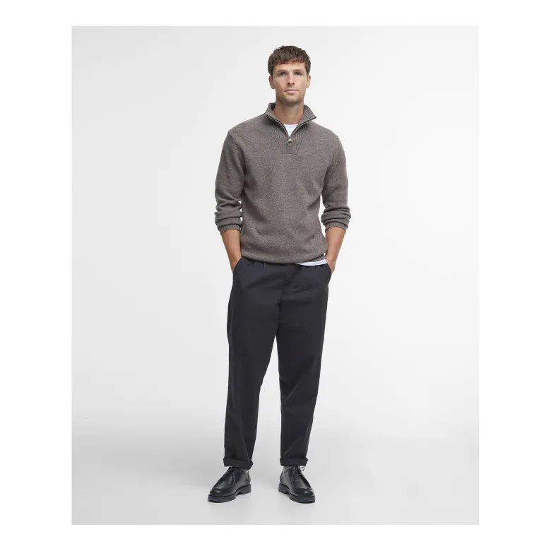 Essential Lambswool Half Zip Knitted Jumper | Dark Stone