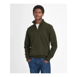Essential Lambswool Half Zip Knitted Jumper | Seaweed