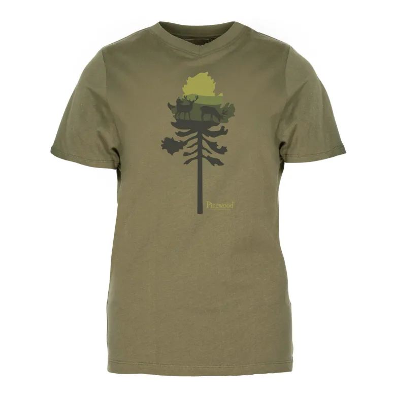 Finnveden Recycled Outdoor T-Shirt W | Dam | Olive Mel Pine Tree