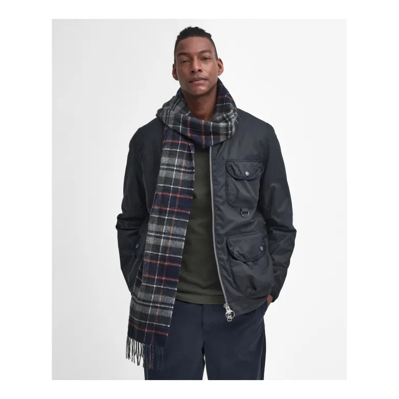 New Check Scarf | Navy/Dark Ginger