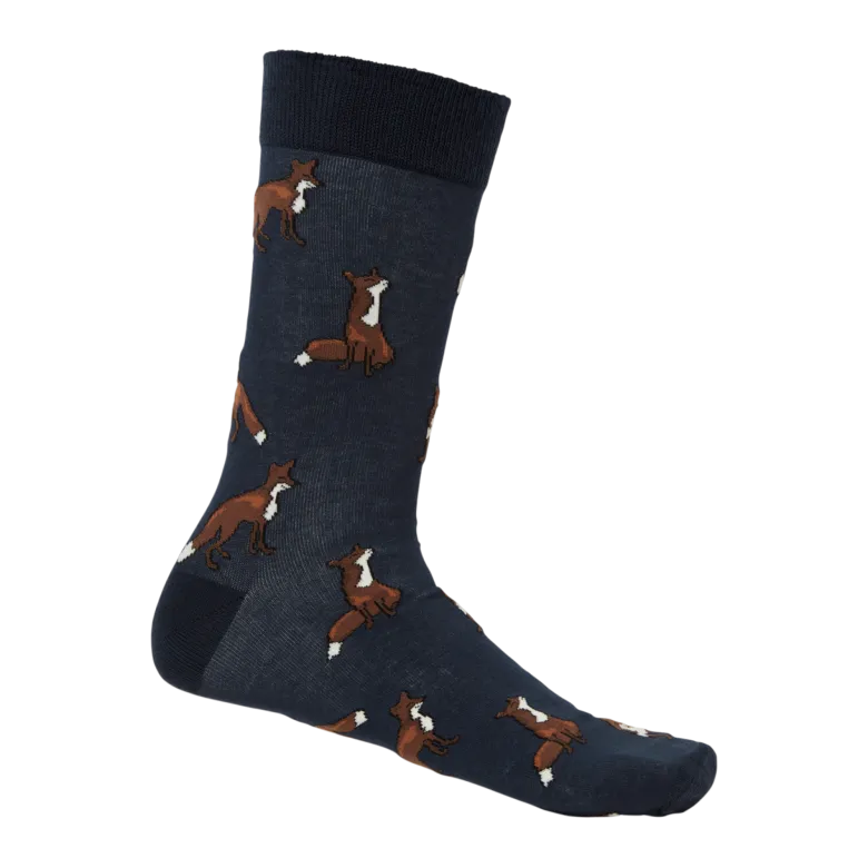 Pomeroy Socks | Dark Navy Foxes