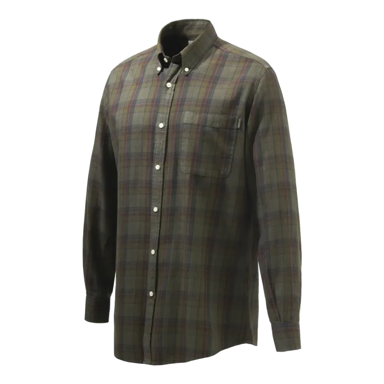 Wood Button Down Shirt | Beige & Red Overd. Bark